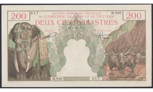 Французский Индо-Китай 200 пиастров=200 донг 1953 года (FRENCH INDOCHINA 200 Piastres=200 Dong1953) P 109 : UNC--/UNC