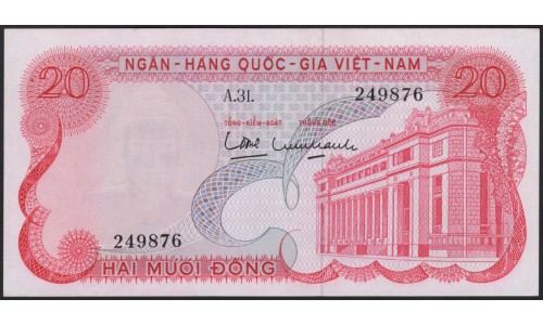 Вьетнам Южный 20 донг б/д (1969) (Vietnam South 20 dong ND (1969)) P 24a : Unc