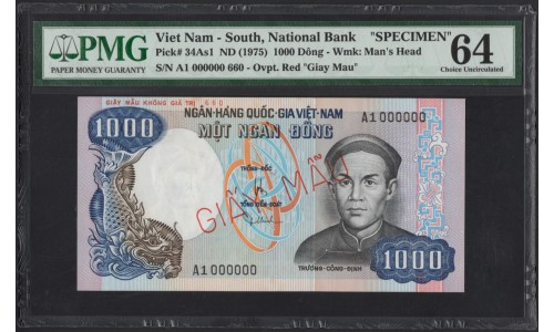 Вьетнам Южный 1000 донг б/д (1975) (Vietnam South 1000 dong ND (1975)) P 34As1 : Unc PMG 64
