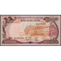 Вьетнам Южный 5000 донг б/д (1975) Образец  (Vietnam South 5000 dong ND (1975)) Specimen P 35s : Unc
