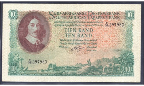 ЮАР 10 рэнд 1961 - 65 года (SOUTH AFRICA 10 rand 1961 - 65) P107b:  XF/aUNC