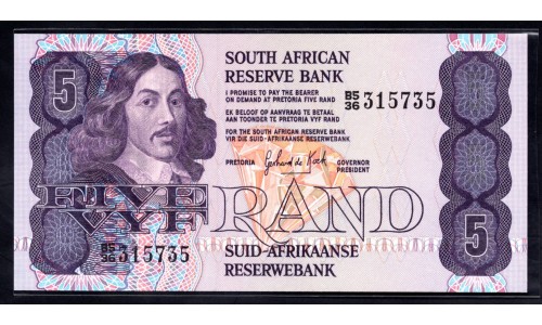 ЮАР 5 рэнд  1978 - 94 года (SOUTH AFRICA 5 rand 1978 - 94) P119с: UNC