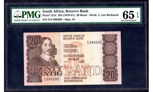 ЮАР 20 рэнд  1978 - 81 года (SOUTH AFRICA 20 rand 1978 - 81) P121а: UNC 65 greid slab