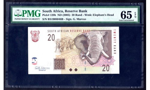 ЮАР 20 рэнд  2005 года (SOUTH AFRICA 20 rand 2005) P129b: UNC 65 greid slab