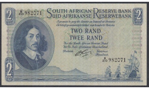 ЮАР 2 рэнд  1961 - 65 года (SOUTH AFRICA 2 rand ND 1961 - 65) P104b: UNC