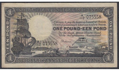 ЮАР 1 фунт 1941 года (SOUTH AFRICA 1 pound 1941) P84е: VF/XF