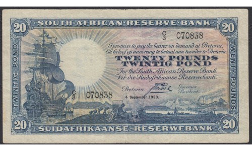 ЮАР 20 фунтов 1933 года (SOUTH AFRICA 20 pounds 1933) P 88b: VF