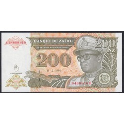 Заир 200 заиров 1994 (ZAIRE 200 zaires 1994) P 62: UNC