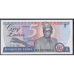 Заир 5 заир 1982 год (ZAIRE  5 zaires 1982) P26a: UNC