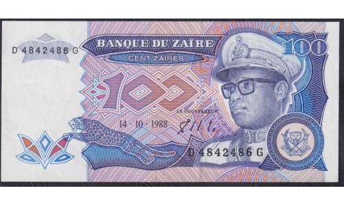Заир 100 заиров 1988 год (ZAIRE 100 zaires 1988) P 33a: UNC