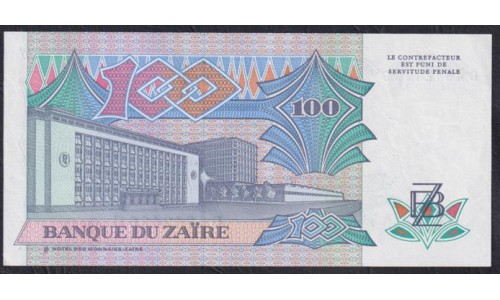 Заир 100 заиров 1988 год (ZAIRE 100 zaires 1988) P 33a: UNC