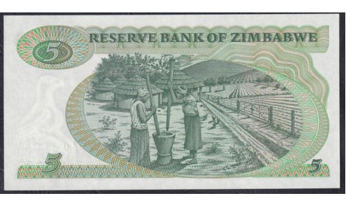 Зимбабве 5 долларов 1980 года, Солсбери (ZIMBABWE 5 dollars 1980, SolisburyS) P 2a: UNC