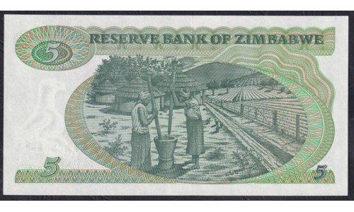 Зимбабве 5 долларов 1982 (ZIMBABWE 5 dollars 1982) P 2b: UNC