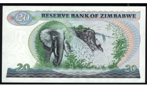 Зимбабве 20 долларов 1983 год (ZIMBABWE 20 dollars 1983) P 4c: UNC