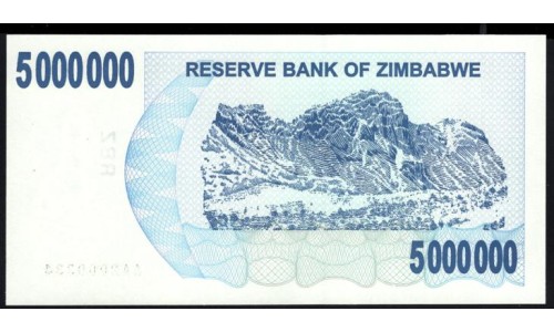 Зимбабве 5 миллионов долларов 2008 год (ZIMBABWE 5 million dollars  2008) P 54: UNC