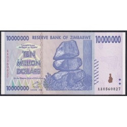 Зимбабве 10 миллионов долларов 2008 год, Серия АА (ZIMBABWE 10 million dollars  2008g) P 78: UNC