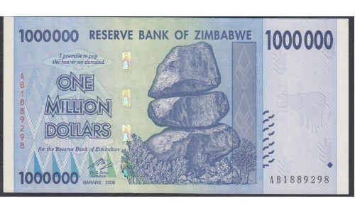 Зимбабве 1 миллион долларов 2008 год (ZIMBABWE 1 million dollars  2008g.) P 77: UNC
