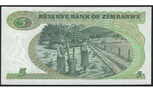 Зимбабве 5 долларов 1982 (ZIMBABWE 5 dollars 1982) P 2b : UNC