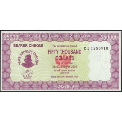 Зимбабве 50000 долларов 2006 (ZIMBABWE 50000 dollars 2006) P 30 : UNC