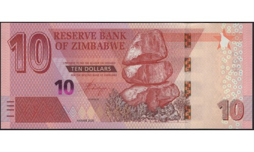 Зимбабве 10 долларов 2020 (ZIMBABWE 10 dollars 2020) P New : UNC
