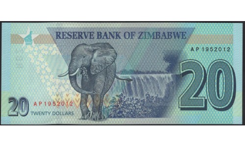 Зимбабве 20 долларов 2020 (ZIMBABWE 20 dollars 2020) P New : UNC