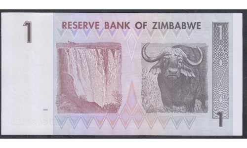 Зимбабве 1 доллар 2007 год, серия AD (ZIMBABWE 1 dollar 2007) P 65: UNC