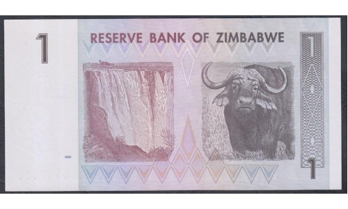 Зимбабве 1 доллар 2007 год, серия AА (ZIMBABWE 1 dollar 2007) P 65: UNC