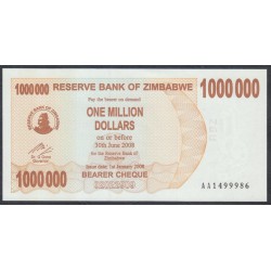 Зимбабве 1 миллион долларов 2008 год (ZIMBABWE 1 million dollars  2008) P 53: UNC