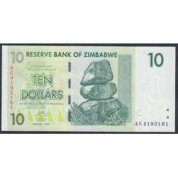 Зимбабве 10 долларов 2007 год (ZIMBABWE 10 dollars  2007g.) P 67: UNC
