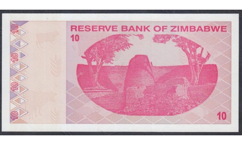 Зимбабве 10 долларов 2009 год (ZIMBABWE 10 dollars 2009g.) P 94: UNC