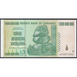 Зимбабве 1000000000 долларов 2008 год (ZIMBABWE 1 billion dollars  2008) P 83: UNC