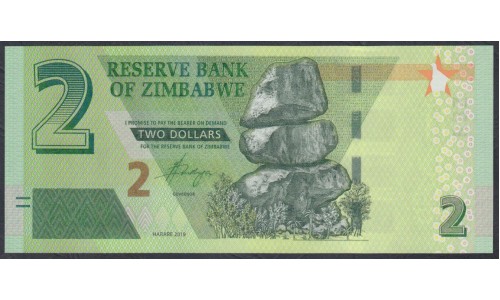 Зимбабве 2 доллара 2019 год (ZIMBABWE  2 dollars 2019) P 99: UNC