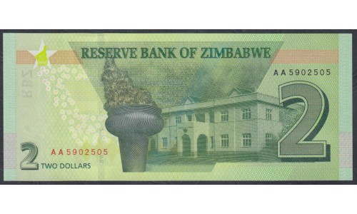 Зимбабве 2 доллара 2019 год (ZIMBABWE  2 dollars 2019) P 99: UNC