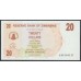 Зимбабве 20 долларов 2006 год (ZIMBABWE 20 dollars  2006) P 40: UNC