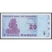 Зимбабве 20 долларов 2009 год (ZIMBABWE 20 dollars 2009) P 95: UNC