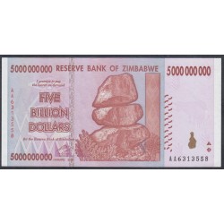 Зимбабве 5 000000000 долларов 2008 год (ZIMBABWE 5 billion dollars  2008) P 84: UNC