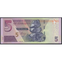 Зимбабве 5 долларов 2019 год (ZIMBABWE 5 dollars 2019) P 100(2): UNC
