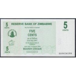 Зимбабве 5 центов 2006 год (ZIMBABWE 5 cents 2006) P 34: UNC