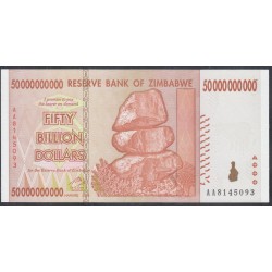 Зимбабве 50 000000000 долларов 2008 год, серия AА (ZIMBABWE 50 billion dollars  2008) P 87: UNC