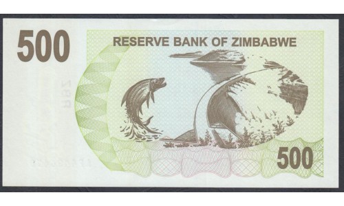 Зимбабве 500 долларов 2006 год (ZIMBABWE 500 dollars  2006) P 43: UNC