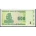 Зимбабве 500 долларов 2009 год (ZIMBABWE 500 dollars 2009) P 98: UNC