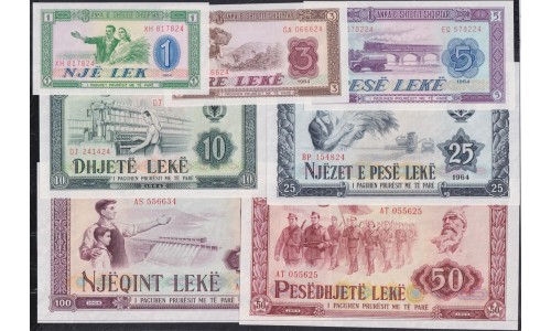 Албания 1, 3, 5, 10, 25, 50, 100 лекё 1964 года  (Albania 1, 3, 5, 10, 25, 50,100 Lekё 1964) P 33-39: UNC