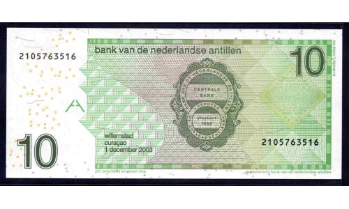 Нидерландские Антильские Острова 10 гульден 2003 (NETHERLANDS ANTILLES 10 Gulden 2003) P 28c : UNC