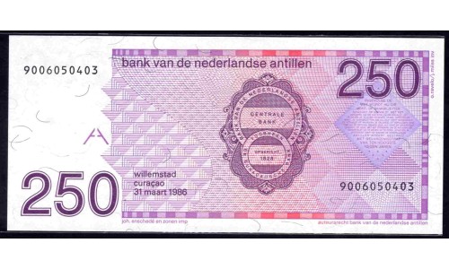 Нидерландские Антильские Острова 250 гульден 1986 (NETHERLANDS ANTILLES 250 Gulden 1986) P 27a : UNC