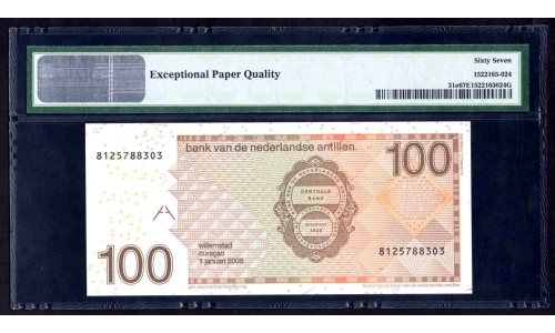 Нидерландские Антильские Острова 100 гульден 2008 (NETHERLANDS ANTILLES 100 Gulden 2008) P 31е : UNC PMG 67 EPQ