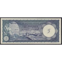 Нидерландские Антильские Острова 5 гульденов 1962 года, Редкость (NETHERLANDS ANTILLES 5 Gulden 1962) P 1: aUNC/UNC