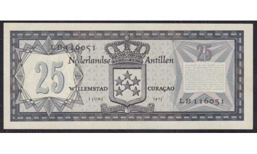 Нидерландские Антильские Острова 25 гульденов 1972 года, Редкость (NETHERLANDS ANTILLES 25 Gulden 1972) P 10b: UNC