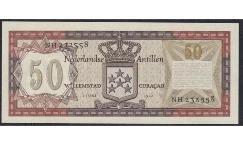 Нидерландские Антильские Острова 50 гульденов 1972 года, Редкость (NETHERLANDS ANTILLES 50 Gulden 1972) P 11b: UNC
