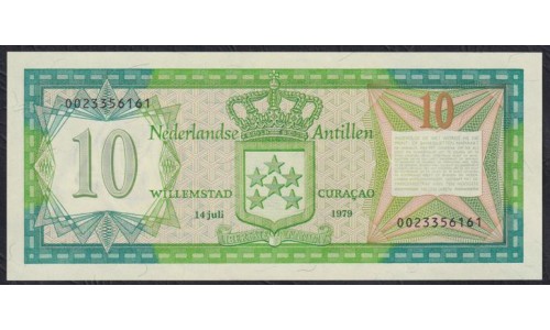 Нидерландские Антильские Острова 10 гульден 1979 года, РЕДКОСТЬ (NETHERLANDS ANTILLES 10 Gulden 1979) P 16а: UNC