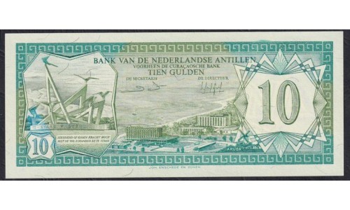 Нидерландские Антильские Острова 10 гульден 1984 года, РЕДКОСТЬ (NETHERLANDS ANTILLES 10 Gulden 1984) P 16b: UNC
